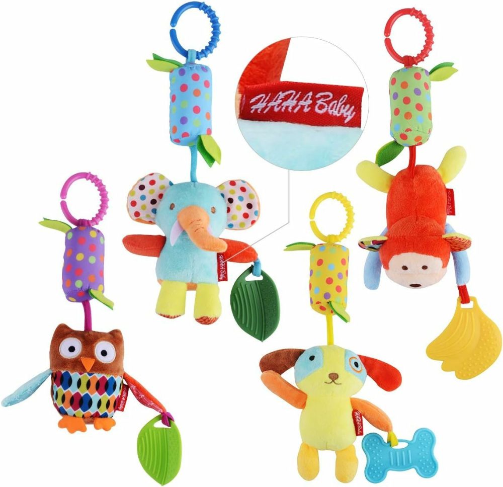 Toys For 0 3 6 9 To 12 Months  Soft Hanging Crinkle Squeaky Sensory Learning Toy Infant Newborn Stroller Car Seat Crib Travel Activity Plush Animal Wind Chime With Teether For Boys Girls  |  Car Seat & Stroller Toys All Toys Car Seat & Stroller Toys