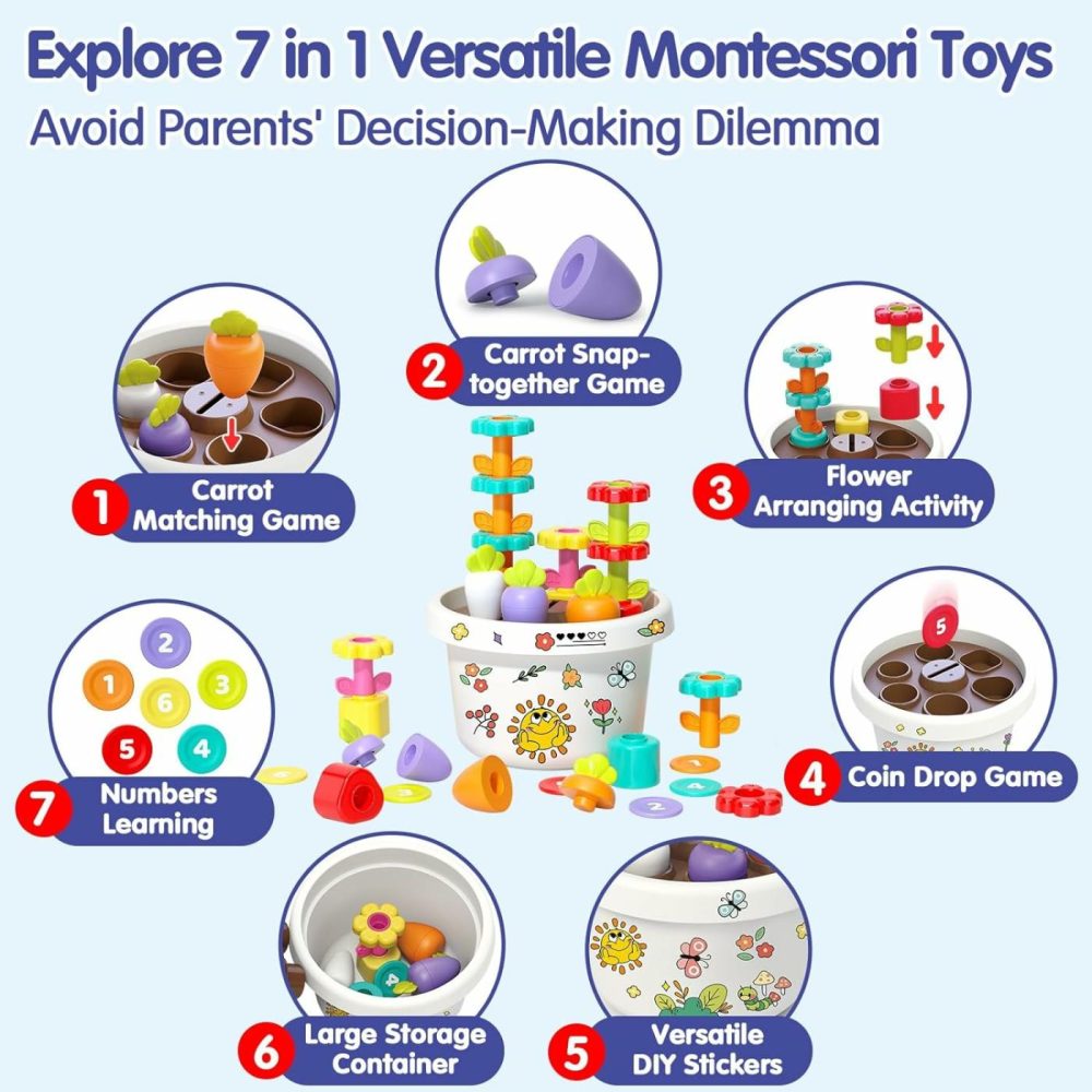 Toys For 1 Year Old Girl Birthday Gift – 2 Year Old Girl Birthday Gift Montessori Flower Toys For Toddler 1-3 Baby Toys 12-18 Months  1 Year Old Girl Toys Baby Girl Gifts  |  Sorting & Stacking Toys All Toys Sorting & Stacking Toys