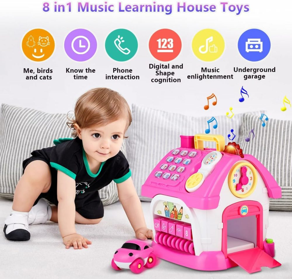 Toys For 1+ Year Old Girls – Montessori Musical Toys For Toddlers Age 1-2  8-In-1 Multi-Functional House Toys With Sound  Lights  Music  Great Gifts For 1+ Year Old Girls Birthday Xmas  |  Musical Toys All Toys