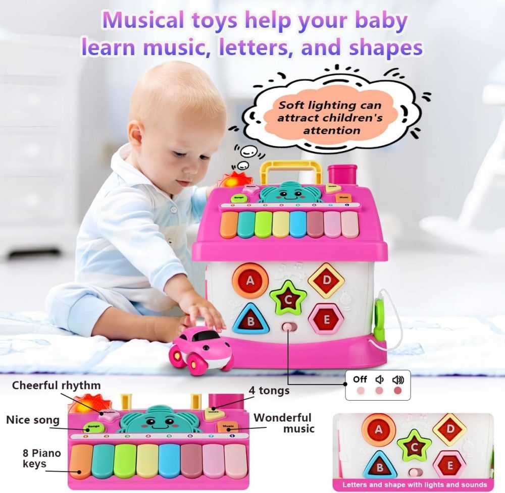 Toys For 1+ Year Old Girls – Montessori Musical Toys For Toddlers Age 1-2  8-In-1 Multi-Functional House Toys With Sound  Lights  Music  Great Gifts For 1+ Year Old Girls Birthday Xmas  |  Musical Toys All Toys