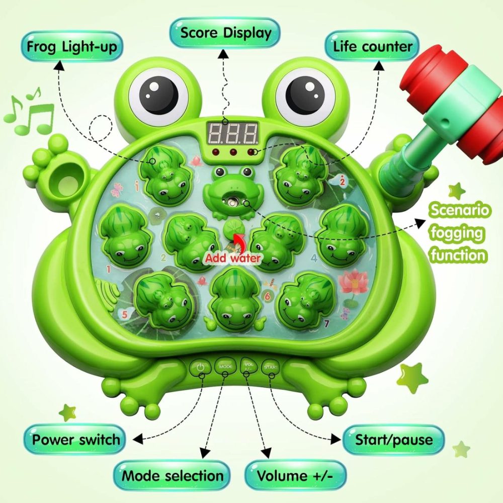 Toys For 2 3 4 5 Year Old Boy,Toddler Toys Age 2-4  Whack A Frog Game,With 5 Modes,45 Levels,9 Music Spray And Light-Up  Baby Toy Gifts For Early Learning  Birthday Gift For Toddler Boy Toys  |  Hammering & Pounding Toys All Toys Hammering & Pounding Toys