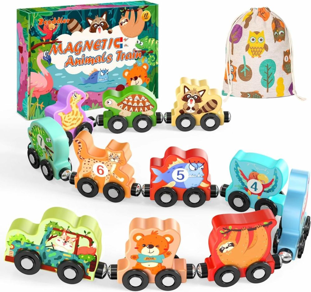 Toys For Toddlers  11 Magnetic Wooden Animals Train Set  Montessori Toys For Toddlers  Learning Activities  Sensory Toys For Kids  Birthday Gifts For Boys  Girls  |  Sorting & Stacking Toys All Toys Sorting & Stacking Toys