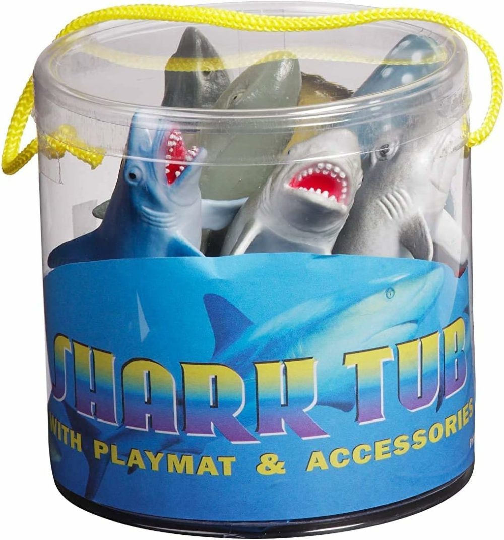 Toys Kids Tub Of 7 Realistic Shark Figurines  1 Tub & Playmat – Engaging Educational Playtime – Ultimate Fun & Learning Experience For Home Or Classroom (Ages 3+)  |  Bath Toys All Toys Bath Toys