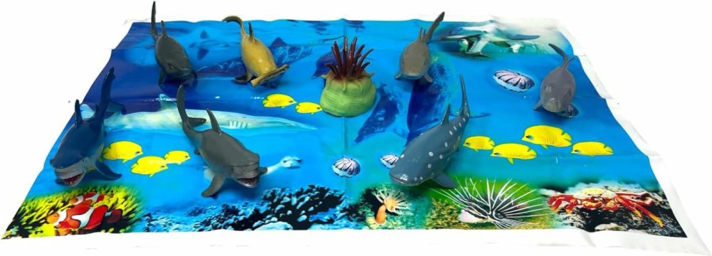 Toys Kids Tub Of 7 Realistic Shark Figurines  1 Tub & Playmat – Engaging Educational Playtime – Ultimate Fun & Learning Experience For Home Or Classroom (Ages 3+)  |  Bath Toys All Toys Bath Toys