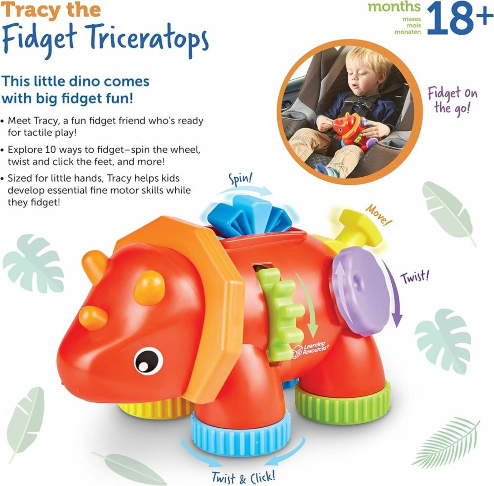 Tracy The Fidget Triceratops,1 Piece  Ages 18 Months+  Baby Toys,Sensory Toys For Toddlers  Fine Motor Toys,Montessori Toys  |  Sorting & Stacking Toys All Toys Sorting & Stacking Toys