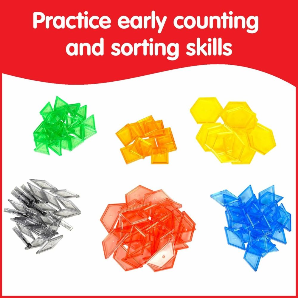 Transparent Pattern Blocks – Mini Jar Set Of 120 – Plastic Pattern Blocks – Practice Sorting  Patterns  Measurement And Fractions – Sensory Play – Math Manipulative For Kids  |  Sorting & Stacking Toys All Toys Sorting & Stacking Toys