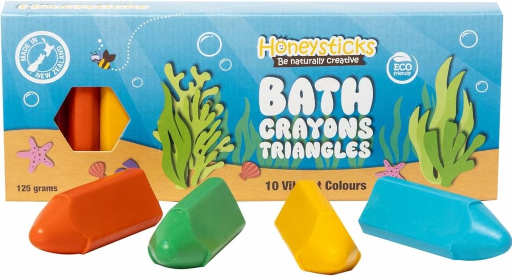 Triangle Bath Crayons Non Toxic (10 Pk) For Toddlers 1-3 And Kids 4-8  Natural Beeswax Crayons  Food-Grade Colors  Fragrance Free  Easy Grip Triangular Shape  Bath Toys For Bathtub  Shower  |  Bath Toys All Toys Bath Toys