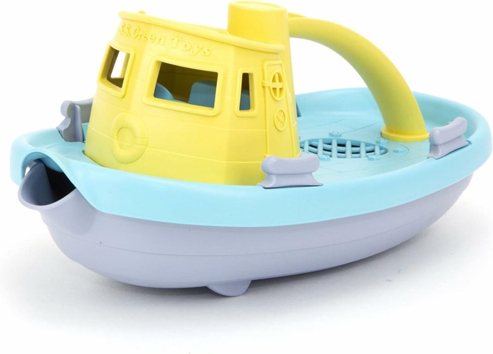 Tugboat  Grey/Yellow/Turquoise Assorted – Pretend Play  Motor Skills  Kids Bath Toy Floating Pouring Vehicle. No Bpa  Phthalates  Pvc. Dishwasher Safe  Recycled Plastic  Made In Usa.  |  Bath Toys All Toys Bath Toys