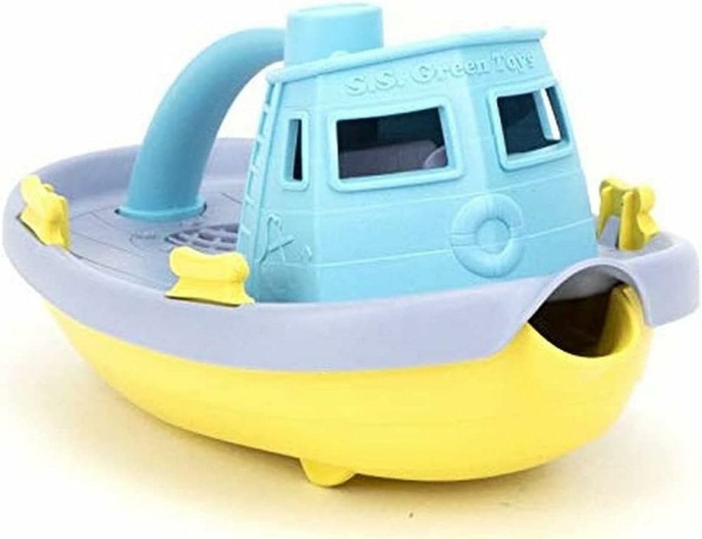 Tugboat  Grey/Yellow/Turquoise Assorted – Pretend Play  Motor Skills  Kids Bath Toy Floating Pouring Vehicle. No Bpa  Phthalates  Pvc. Dishwasher Safe  Recycled Plastic  Made In Usa.  |  Bath Toys All Toys Bath Toys