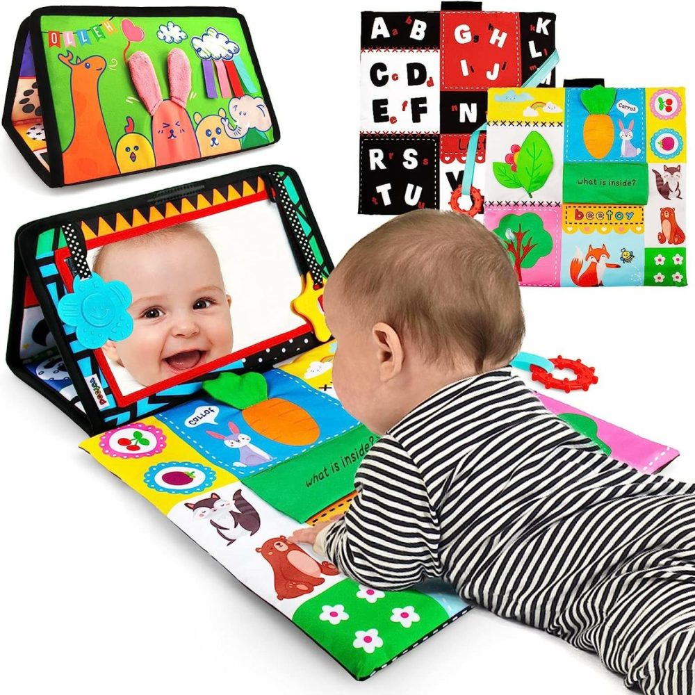 Tummy Time Baby Mirror Toys With Black And White Pattern  High Contrast 3D Activity Play Crinkle Toys Baby Mirror For Newborn 0 3 6 Months  |  Mirrors All Toys Mirrors