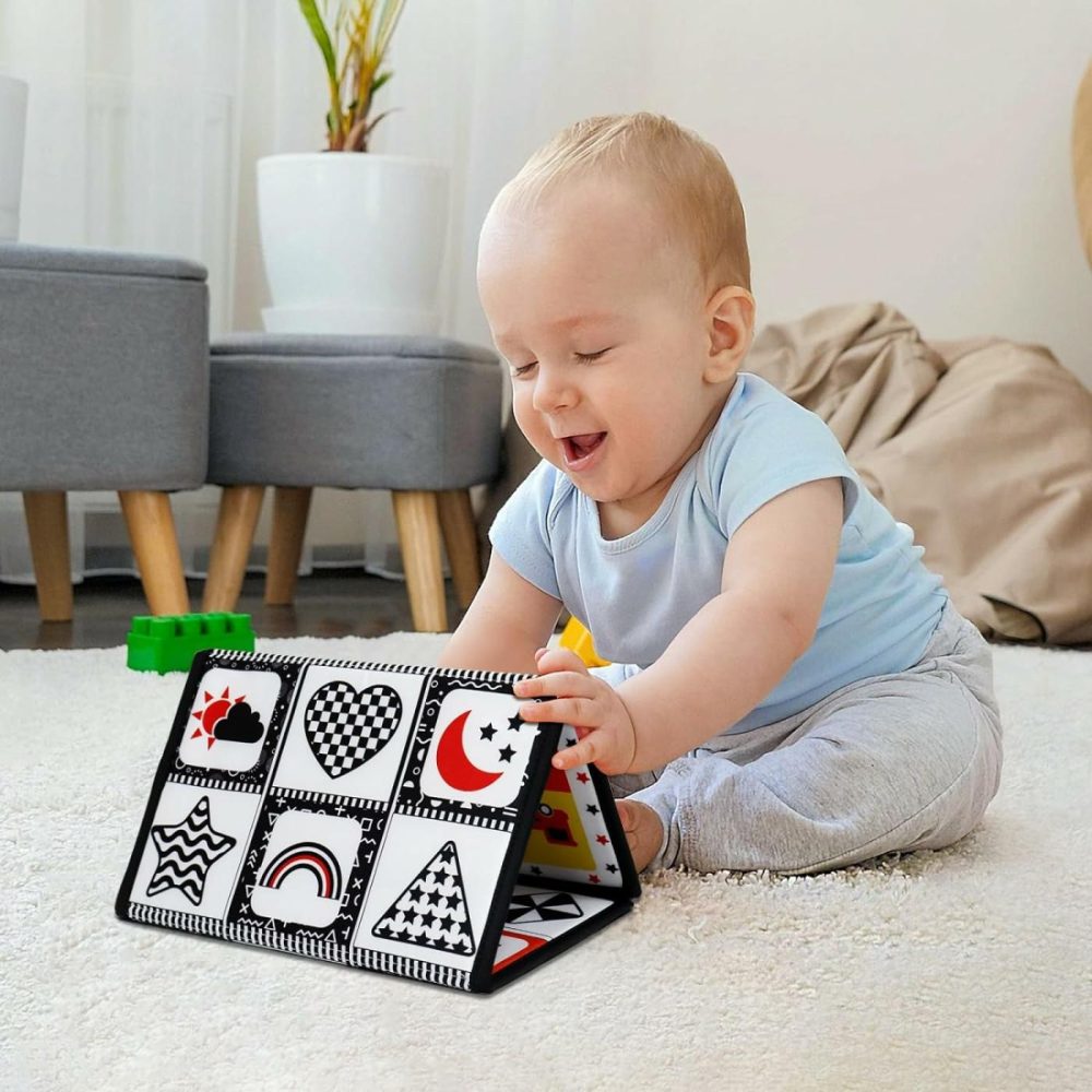 Tummy Time Floor Mirror For Baby Infant Toddler Kids Black And White High Contrast Baby Toy With Teethers Floor Activity Toy Washable Non-Toxic  |  Mirrors All Toys Floor Mirror