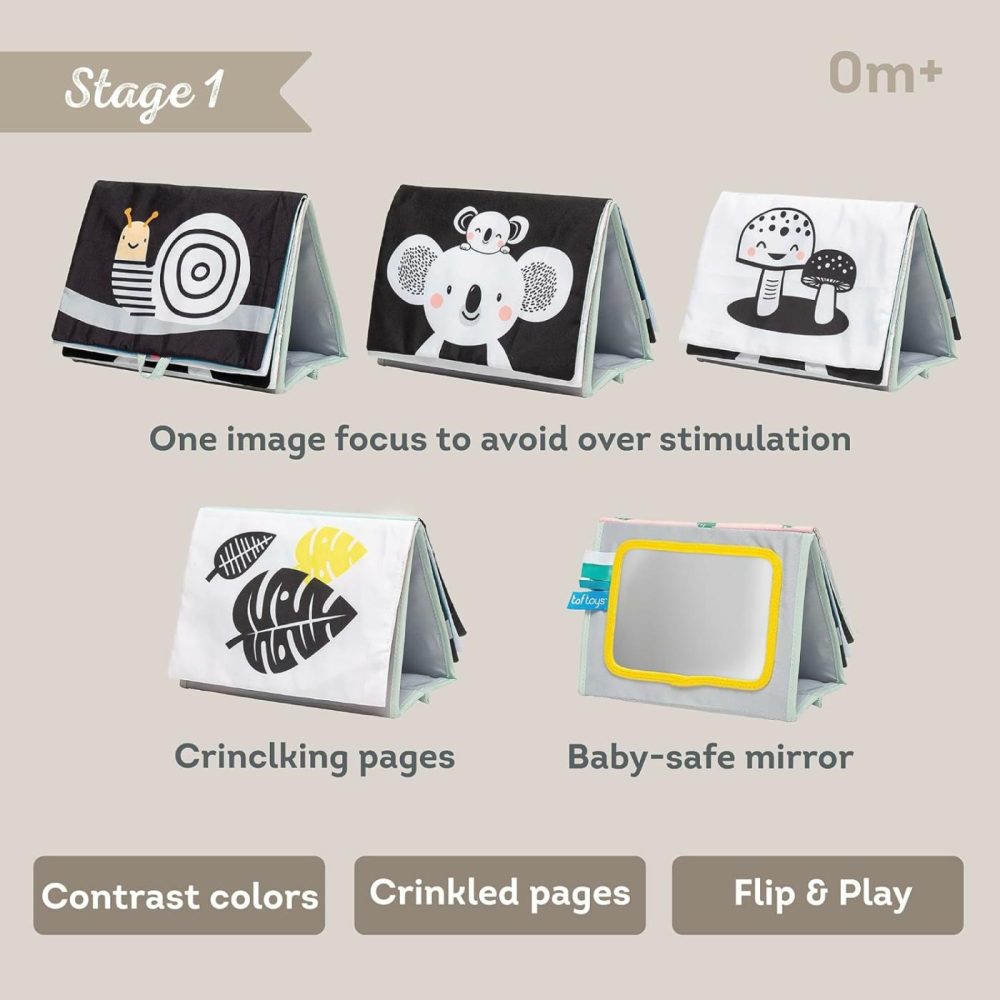 Tummy Time Toys High Contrast Baby Book. Fun  Interactive Crinkle Books For Babies With Baby Tummy Time Mirror & Soft Koala Teether – Baby Tummy Time Book By  |  Teethers All Toys Koala