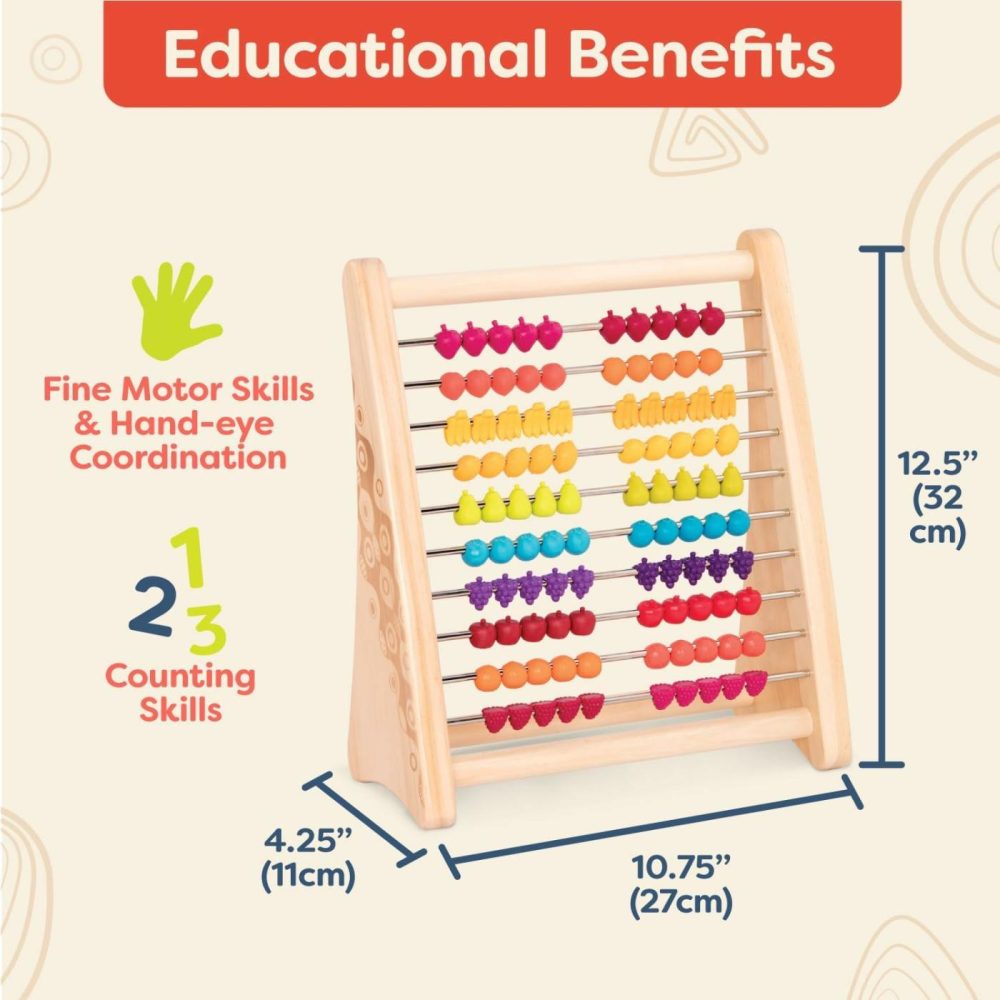 Two-Ty Fruity!- Wooden Abacus For Kids- Developmental Learning Toy- Classic Math Toy With 100 Beads – Educational Toy For Addition And Subtraction – Numbers & Counting – 18 Months +  |  Abacuses Abacuses Abacuses