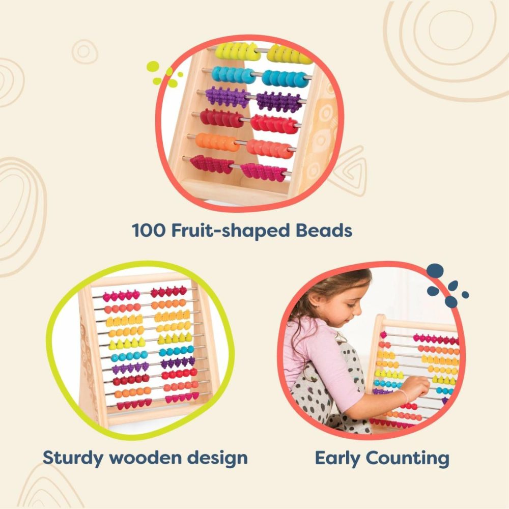 Two-Ty Fruity!- Wooden Abacus For Kids- Developmental Learning Toy- Classic Math Toy With 100 Beads – Educational Toy For Addition And Subtraction – Numbers & Counting – 18 Months +  |  Abacuses Abacuses Abacuses