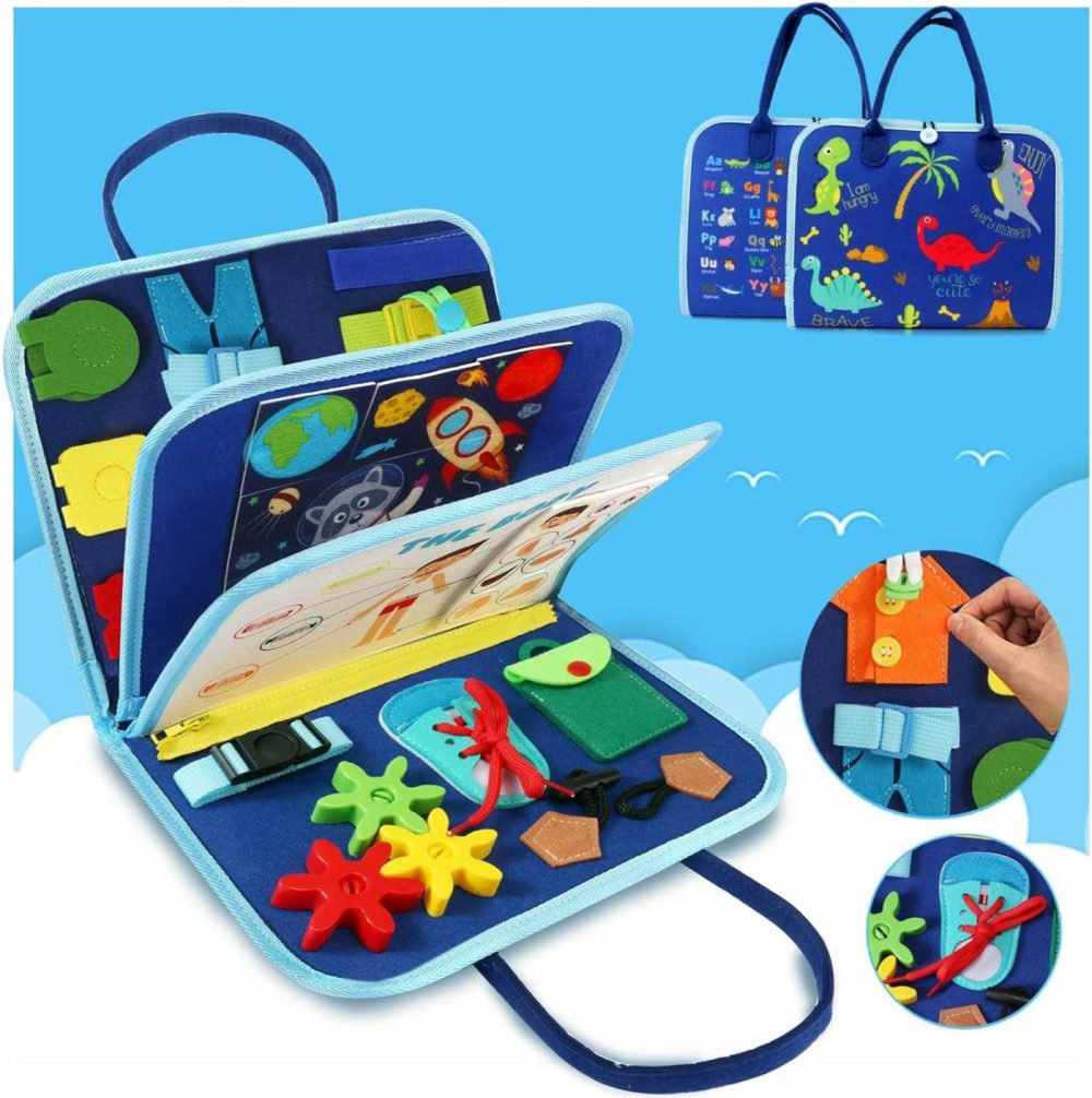 Tykeboard Busy Board Toddlers Sensory Activity – Shining Energy Montessori Toys 1 Year Old Boy Airplane Travel Essentials Kids Ages 1-3 Road Trip Games Quiet Book 2-4 Yr Birthday Gifts  |  Sorting & Stacking Toys All Toys A. Blue Dinosaur