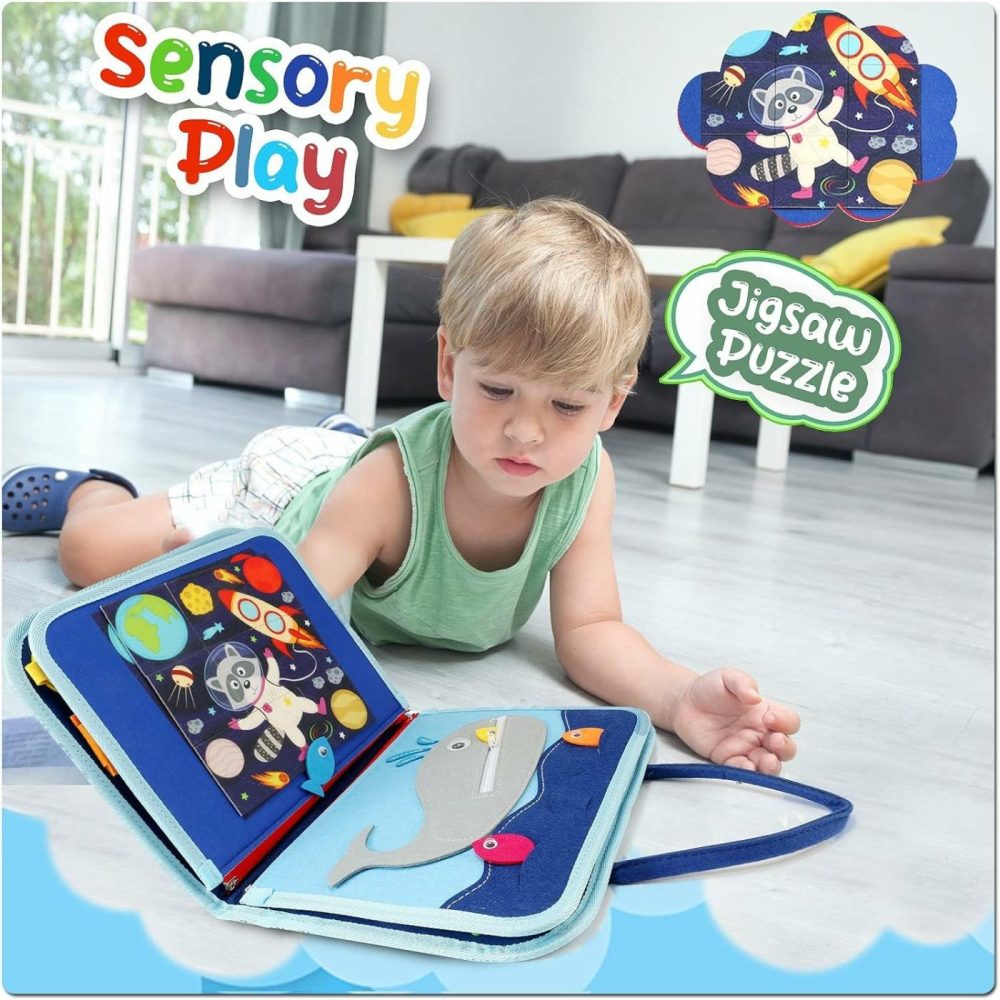 Tykeboard Busy Board Toddlers Sensory Activity – Shining Energy Montessori Toys 1 Year Old Boy Airplane Travel Essentials Kids Ages 1-3 Road Trip Games Quiet Book 2-4 Yr Birthday Gifts  |  Sorting & Stacking Toys All Toys A. Blue Dinosaur