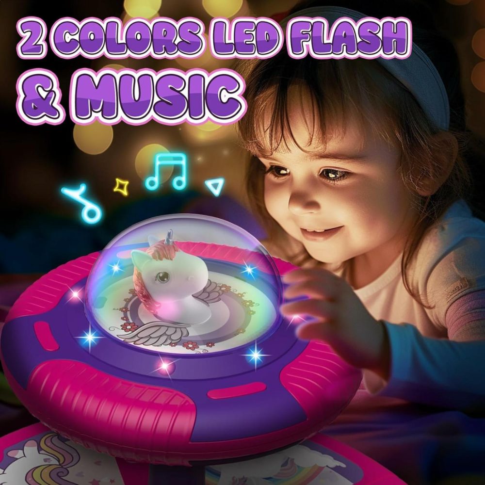 Unicorn Sit And Spin Toy For Toddlers Girls 1 2 3 Years Old  Birthday Gift For Kids Ages 1-3  With Led And Music,360° Spin  |  Spinning Tops All Toys Pink