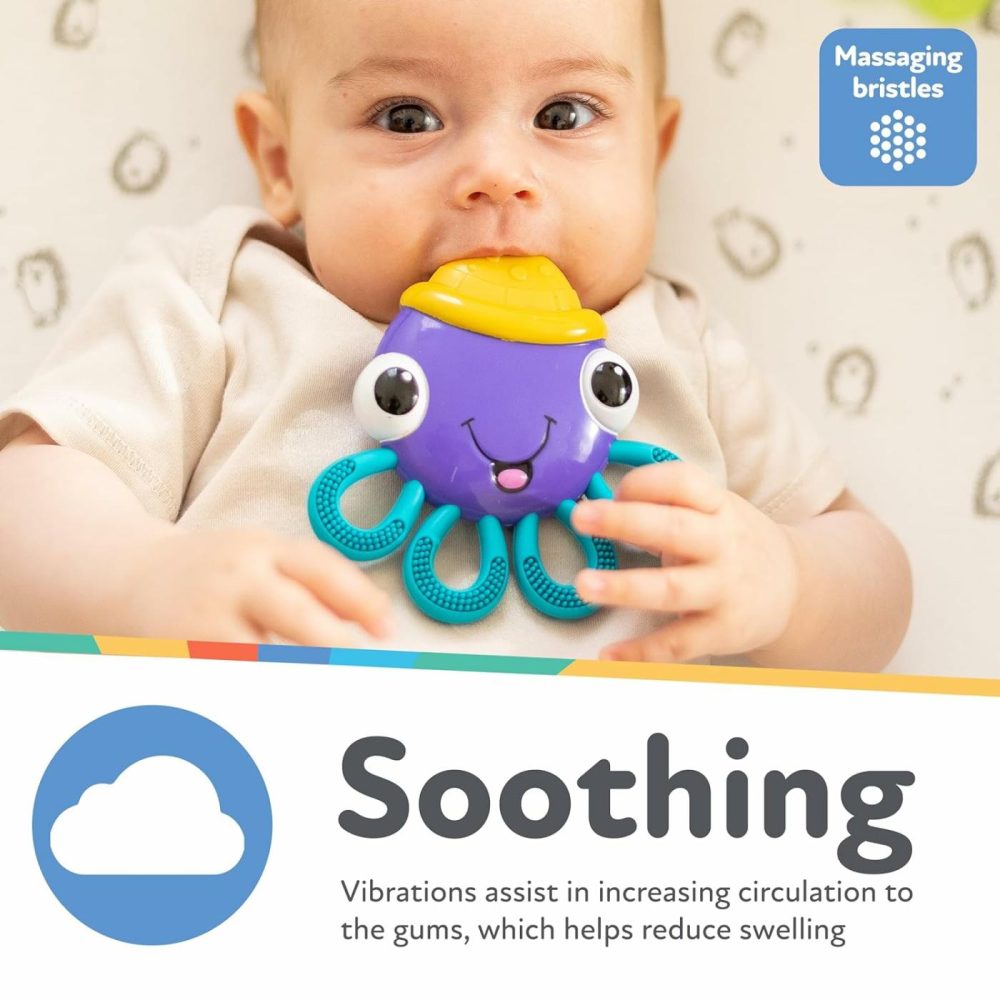 Vibe-Eez Vibrating Teether – Battery Powered – Textured Surface And Easy To Grasp Toy For Baby Teething Relief – 3+ Months – Octopus  |  Teethers All Toys Octopus