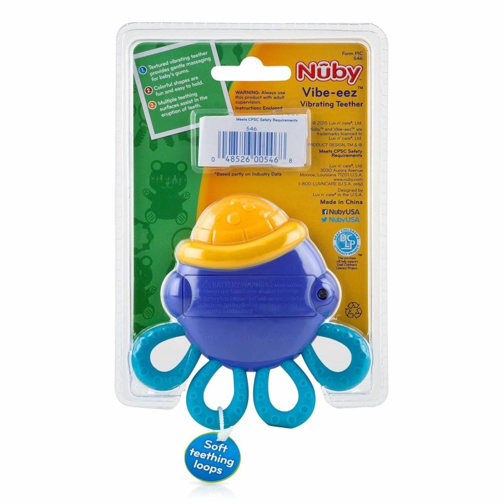 Vibe-Eez Vibrating Teether – Battery Powered – Textured Surface And Easy To Grasp Toy For Baby Teething Relief – 3+ Months – Octopus  |  Teethers All Toys Octopus