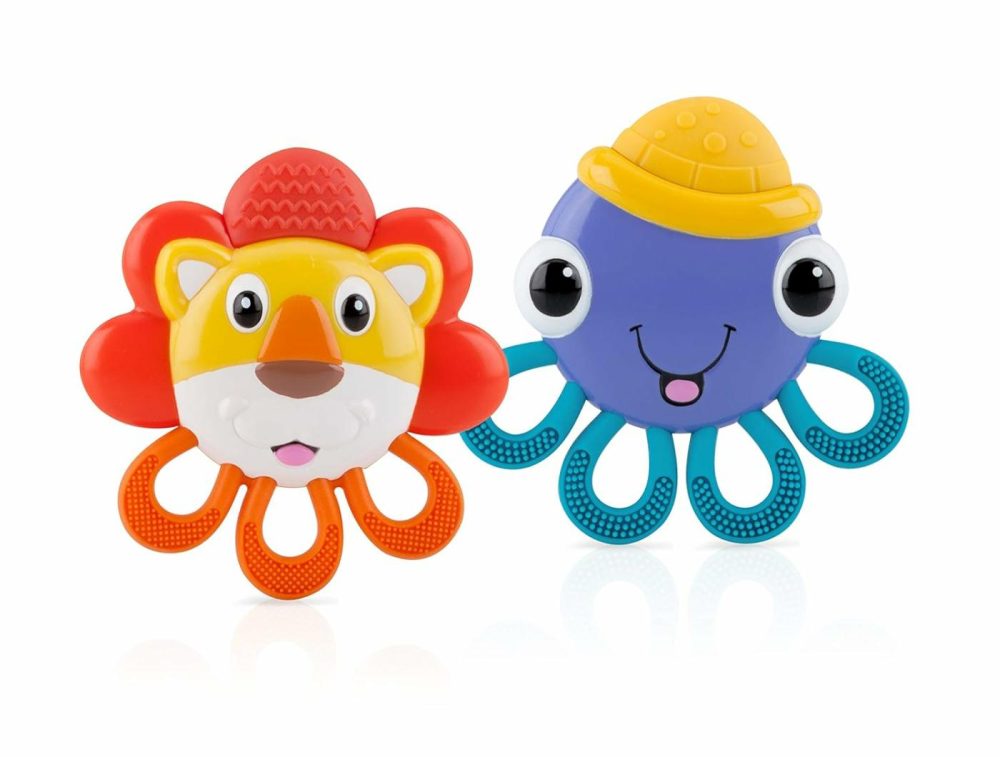 Vibe-Eez Vibrating Teether – Battery Powered – Textured Surface And Easy To Grasp Toy For Baby Teething Relief – 3+ Months – Octopus  |  Teethers All Toys Octopus