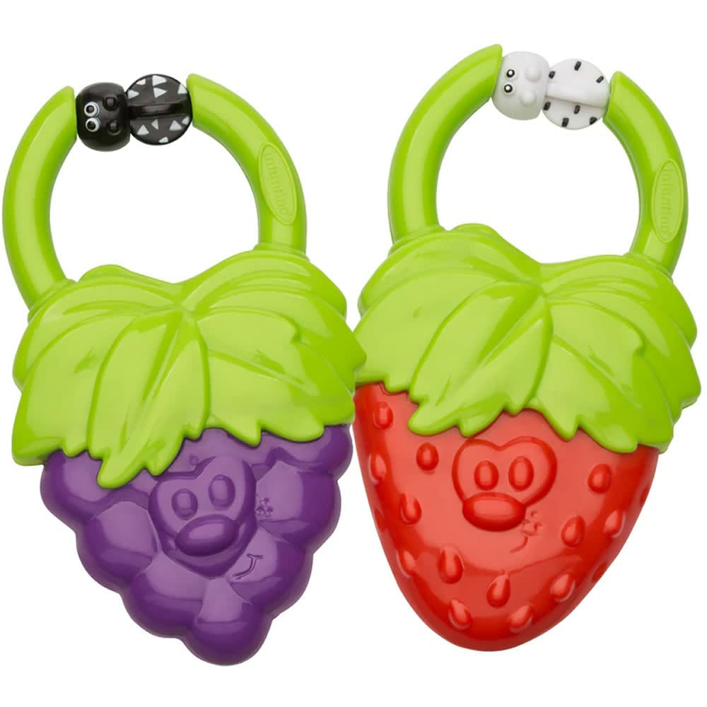 Vibrating Teether Fruit Set  |  Teethers All Toys Red, Yellow, Purple, Green