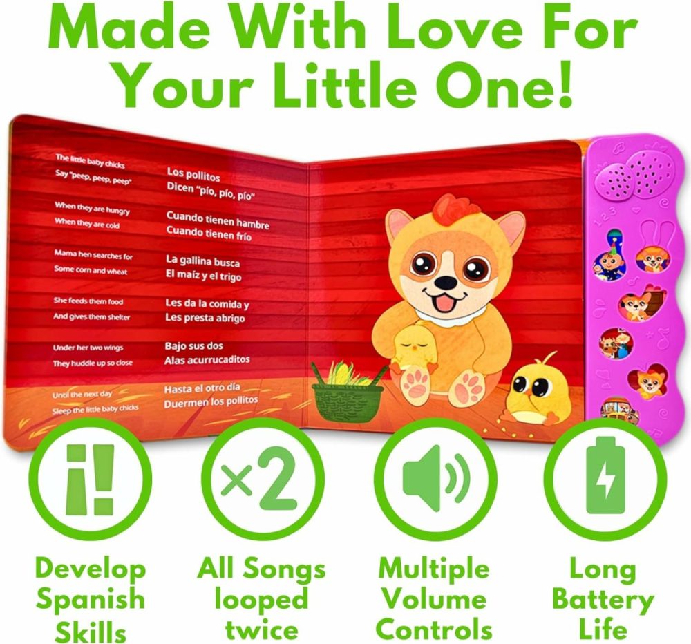 Vol. 3 | Musical Spanish Books For Kids 1-3  Spanish Toys For Babies & Toddlers 1-3  Baby & Toddler Spanish Books  Bilingual Learning Toys For 1 Year Old  Libros Para Bebes Español  |  Musical Toys All Toys