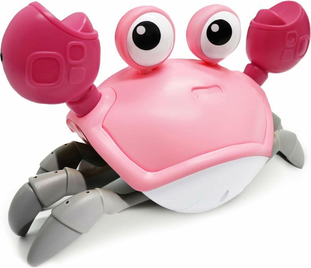 Walking Crab Baby Toy  Toddler Crawling Tummy Time Crab With Music  Interactive Sensory Infant Walking Dancing Crab Toys  Boys Girls Learning Birthday Gift (Pink)  |  Musical Toys All Toys Pink