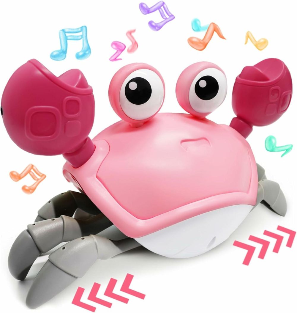 Walking Crab Baby Toy  Toddler Crawling Tummy Time Crab With Music  Interactive Sensory Infant Walking Dancing Crab Toys  Boys Girls Learning Birthday Gift (Pink)  |  Musical Toys All Toys Pink