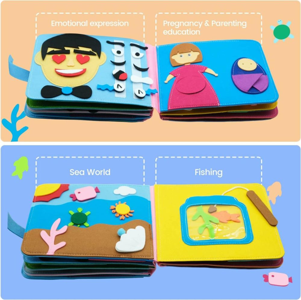 Washable Montessori Toddlers Busy Board 3D Baby Story Cloth Book Early Learning Education Habits Knowledge Develop Travel Toys For Boys And Girls Sensory Story Book  |  Sorting & Stacking Toys All Toys Sorting & Stacking Toys