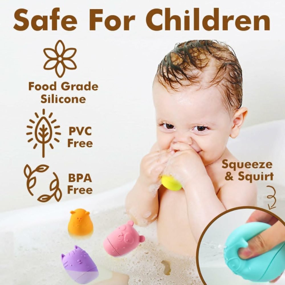 Water Bath Toys For Toddlers – Mold Free Baby Bath Toys Set For Infants Of 5 Squeeze And Squirt Durable Silicone Animals Bathtub Toys For Safe Baby Bathtime Fun Silicone Bath Toys 18+ Months  |  Bath Toys All Toys Bath Toys