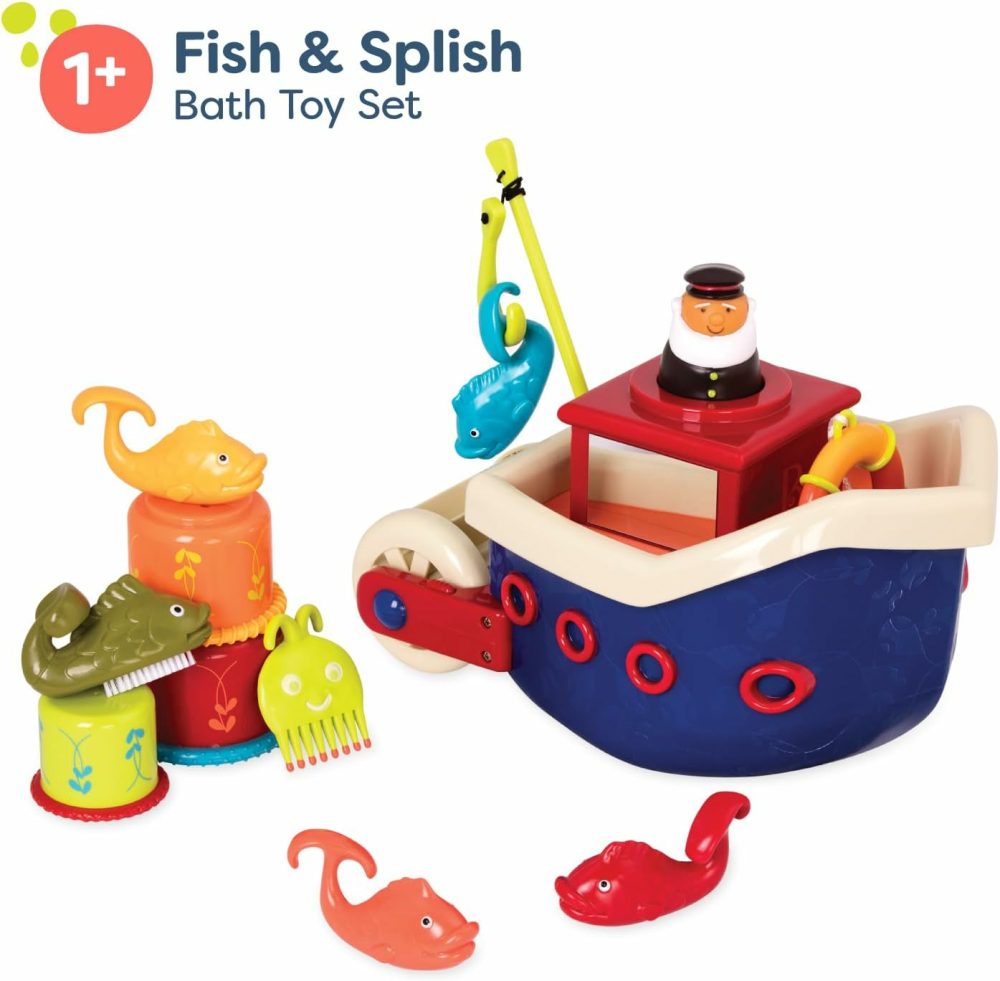 – Water Play Bath Toy Set – Baby Bath Toys – Boat & Accessories – Tub Toys For Toddlers  Kids –Fish & Splish- 1 Year +  |  Bath Toys All Toys Bath Toys