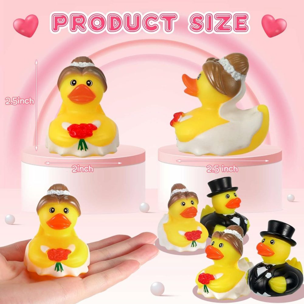 Wedding Rubber Duck Bath Toy 2.5 Inch Bride Groom Duckies Marriage Rubber Ducks Bulk Ducky Small Ducks For Wedding Ceremony Baby Bridal Shower Gift Souvenir (12 Pcs)  |  Bath Toys All Toys Bath Toys