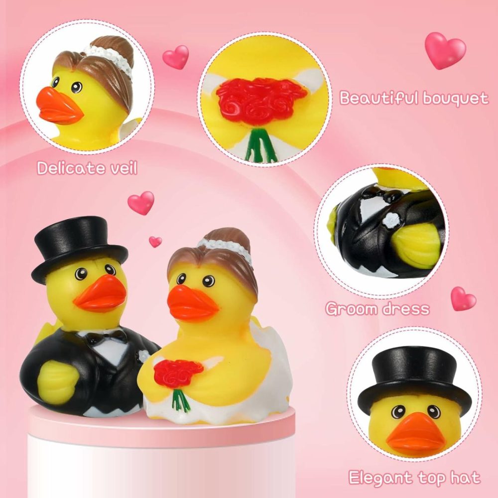 Wedding Rubber Duck Bath Toy 2.5 Inch Bride Groom Duckies Marriage Rubber Ducks Bulk Ducky Small Ducks For Wedding Ceremony Baby Bridal Shower Gift Souvenir (12 Pcs)  |  Bath Toys All Toys Bath Toys