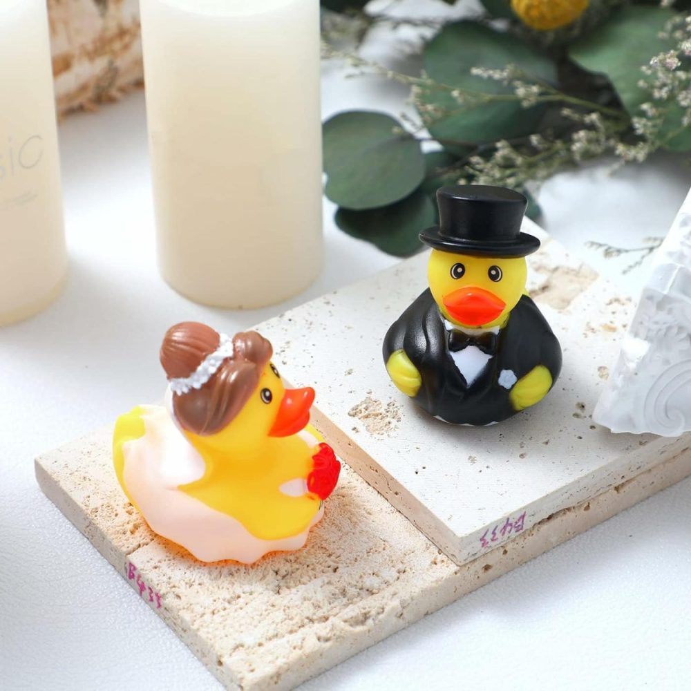 Wedding Rubber Duck Bath Toy 2.5 Inch Bride Groom Duckies Marriage Rubber Ducks Bulk Ducky Small Ducks For Wedding Ceremony Baby Bridal Shower Gift Souvenir (12 Pcs)  |  Bath Toys All Toys Bath Toys