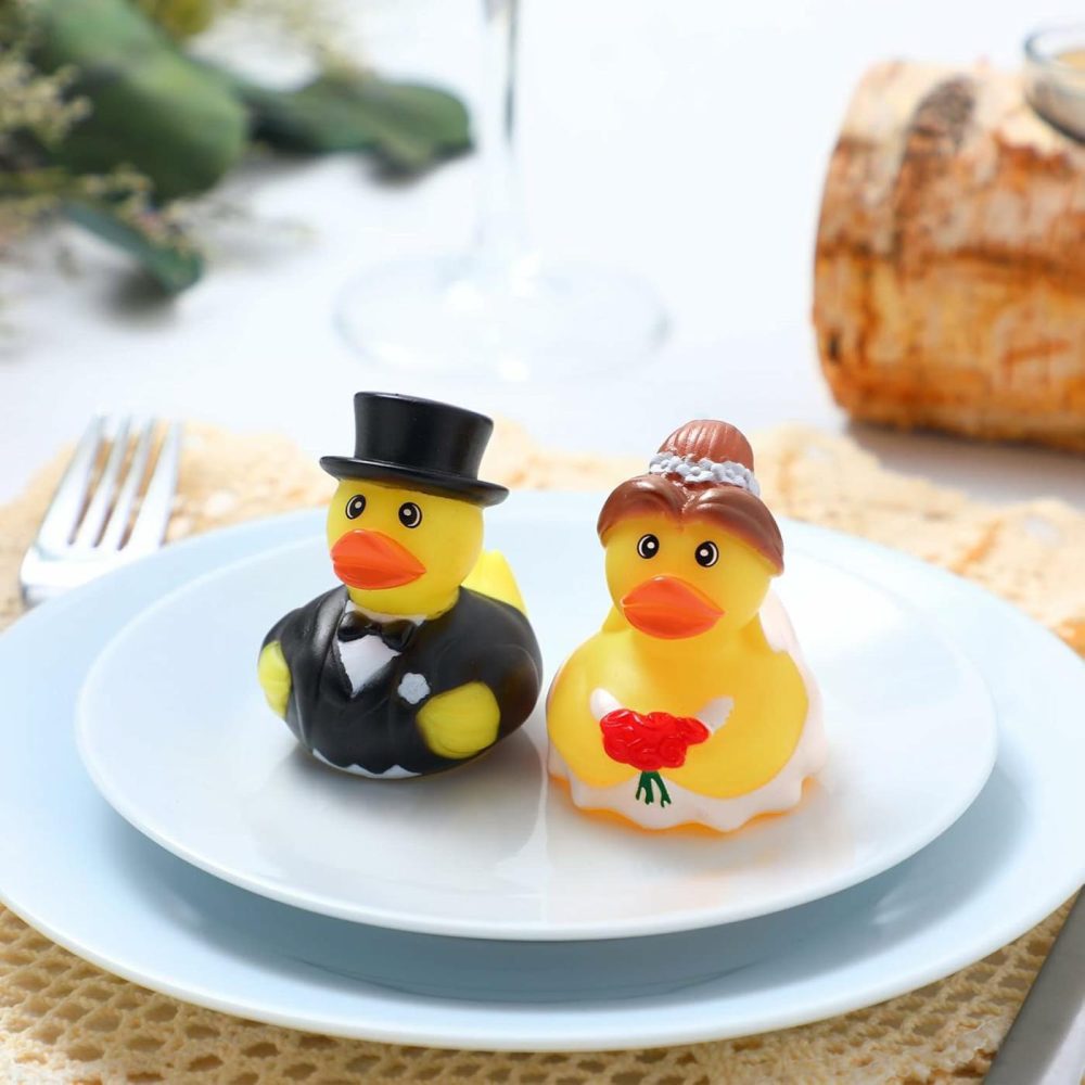 Wedding Rubber Duck Bath Toy 2.5 Inch Bride Groom Duckies Marriage Rubber Ducks Bulk Ducky Small Ducks For Wedding Ceremony Baby Bridal Shower Gift Souvenir (12 Pcs)  |  Bath Toys All Toys Bath Toys