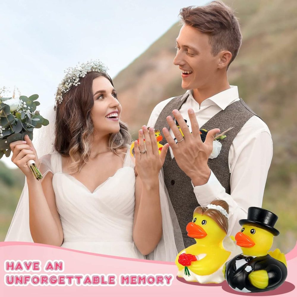 Wedding Rubber Duck Bath Toy 2.5 Inch Bride Groom Duckies Marriage Rubber Ducks Bulk Ducky Small Ducks For Wedding Ceremony Baby Bridal Shower Gift Souvenir (12 Pcs)  |  Bath Toys All Toys Bath Toys