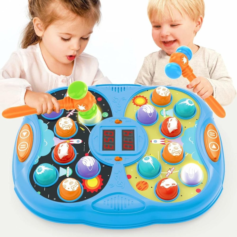 Whack A Mole Game  Learning Montessori Toddler Toy  Space Theme Birthday Toys For Age 3  4  5  6 Years Old Kids  Educational Stem Toy For Boy Girl Autism Sensory Speech Therapy – 2 Pounding Hammers  |  Hammering & Pounding Toys All Toys Hammering & Pounding Toys