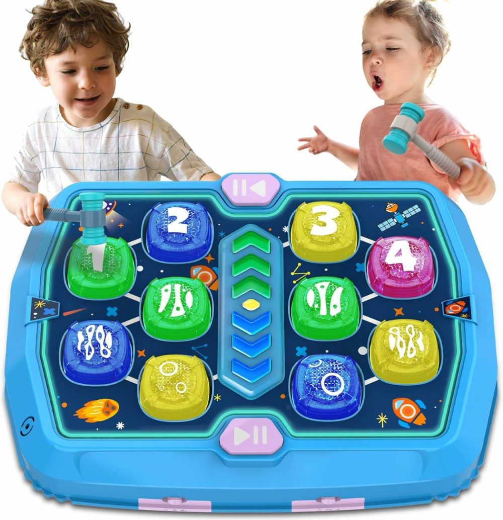 Whack Game Mole Toy For Toddlers  Toys For 3 4 5 6+ Year Old Boys/Girls  Interactive Educational Pounding Toys With 2 Hammers  Sound & Light  Pk Mode  Birthday Xmas Toy Gifts For Kids Age 3 4 5 6+  |  Hammering & Pounding Toys All Toys Blue