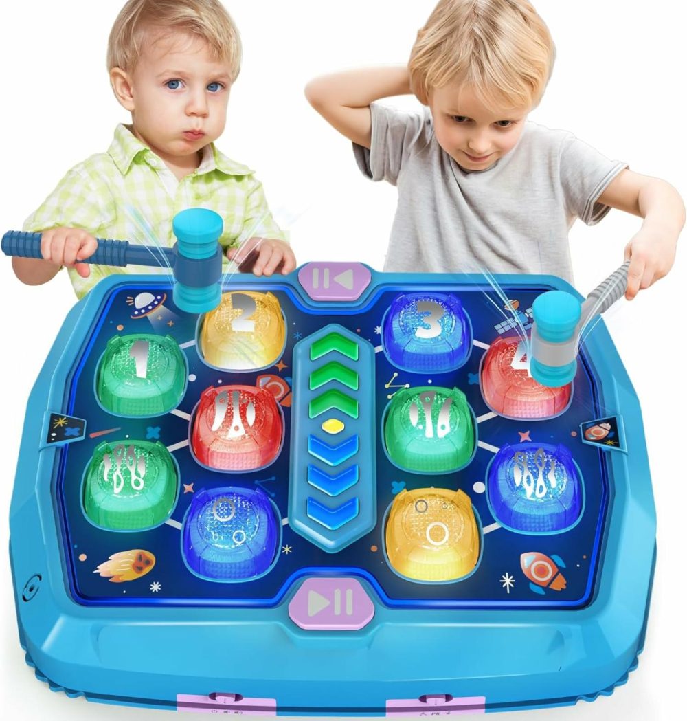 Whack Mole Game Toy For Toddlers 2-4 – Toys For 3 4 5 6+ Year Old Boys & Girls – 3 Game Modes Music & Light Interactive Toddlers Toys With 2 Hammer  Festival/Birthday Gifts For Kids Age 3 4 5+  |  Hammering & Pounding Toys All Toys Blue