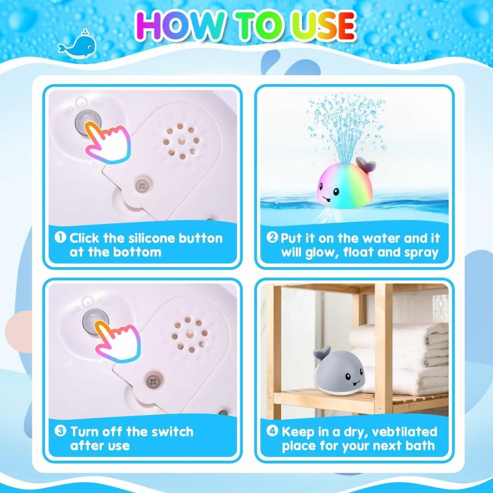 Whale Baby Bath Toys  Baby Bath Toy Sprinkler  Light Up Bathtub Water Pool Toys  Bathtime Toys Essentials For Kids Toddlers Infants  Birthday Gifts For Newborn Bath Toys  |  Bath Toys All Toys Bath Toys