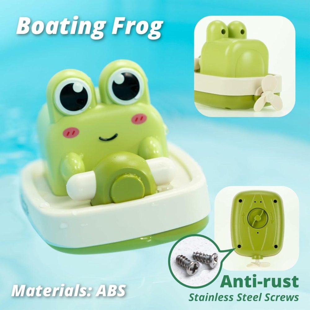 Wind-Up Boating Frog Bath Toy With Spin Propeller  No Battery Mold-Free Anti-Rust Interactive Montessori Toy For Kids  |  Bath Toys All Toys Bath Toys