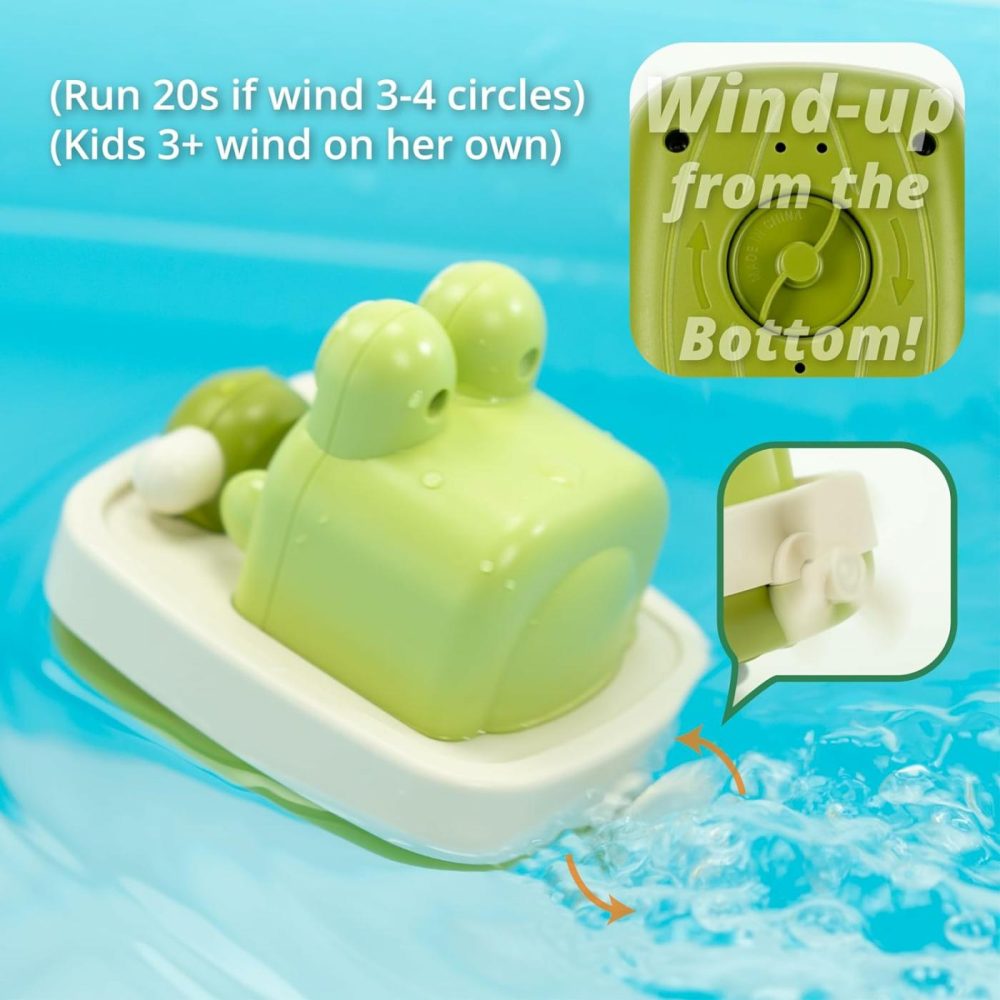 Wind-Up Boating Frog Bath Toy With Spin Propeller  No Battery Mold-Free Anti-Rust Interactive Montessori Toy For Kids  |  Bath Toys All Toys Bath Toys