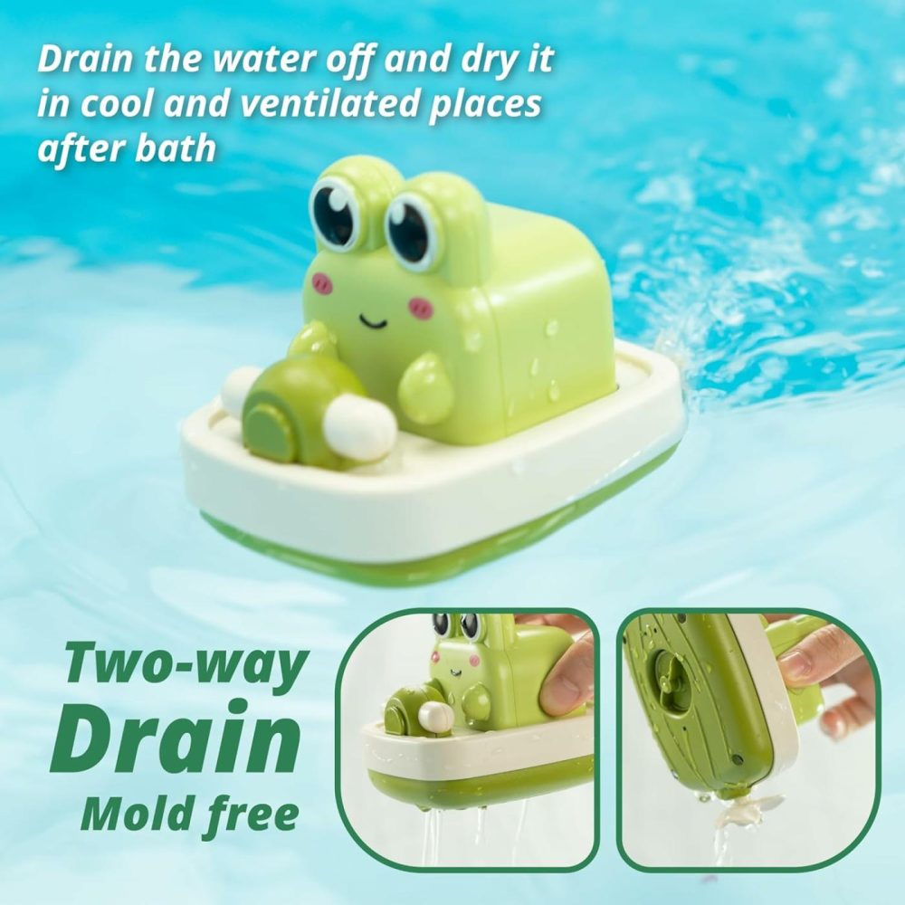 Wind-Up Boating Frog Bath Toy With Spin Propeller  No Battery Mold-Free Anti-Rust Interactive Montessori Toy For Kids  |  Bath Toys All Toys Bath Toys