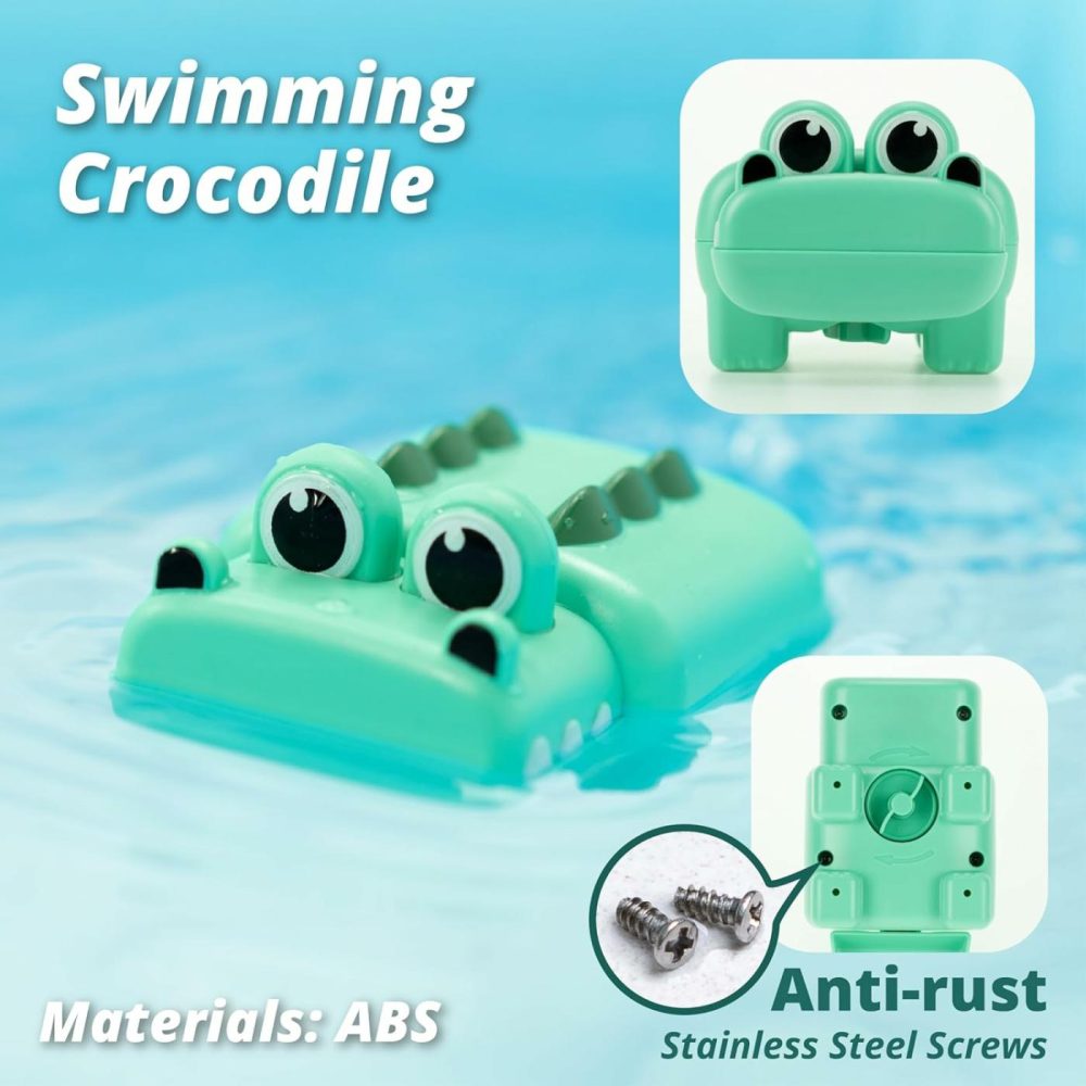 Wind-Up Swimming Crocodile Bath Toy  No Battery Mold-Free Anti-Rust Interactive Montessori Toy For Kids  |  Bath Toys All Toys Bath Toys