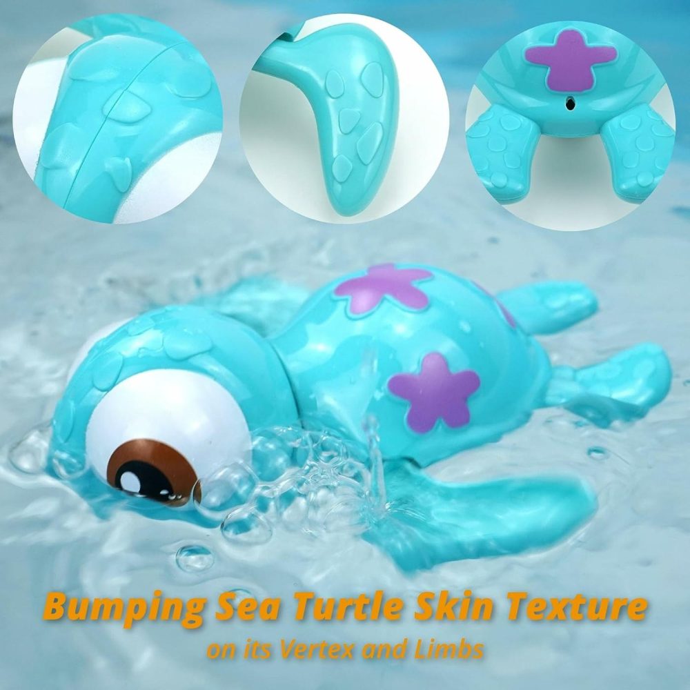 Wind-Up Swimming Sea Turtles Bath Toy  No Battery Mold-Free Anti-Rust Interactive Montessori Toy For Kids 18M+ (Blue)  |  Bath Toys All Toys Bath Toys