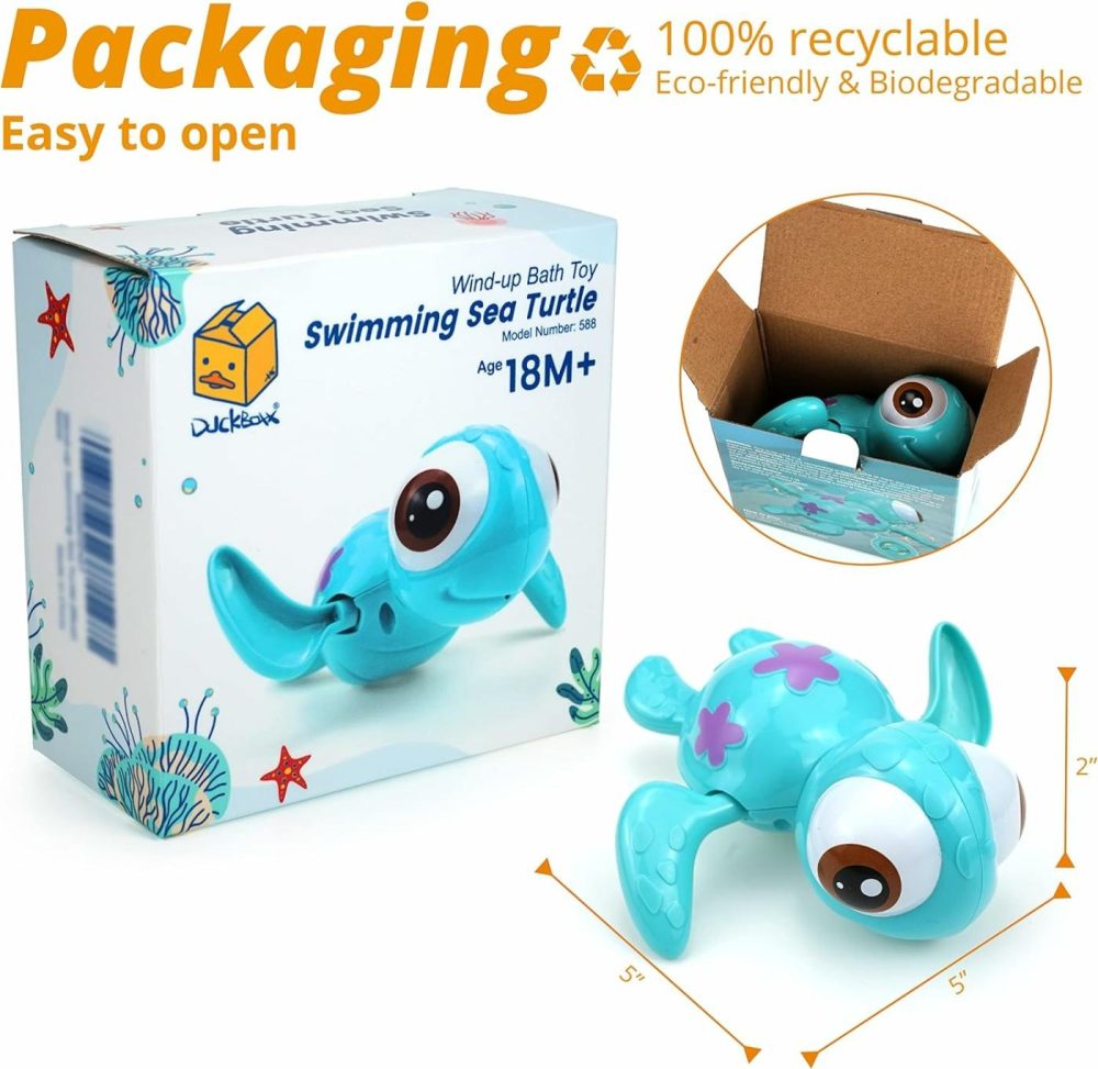 Wind-Up Swimming Sea Turtles Bath Toy  No Battery Mold-Free Anti-Rust Interactive Montessori Toy For Kids 18M+ (Blue)  |  Bath Toys All Toys Bath Toys