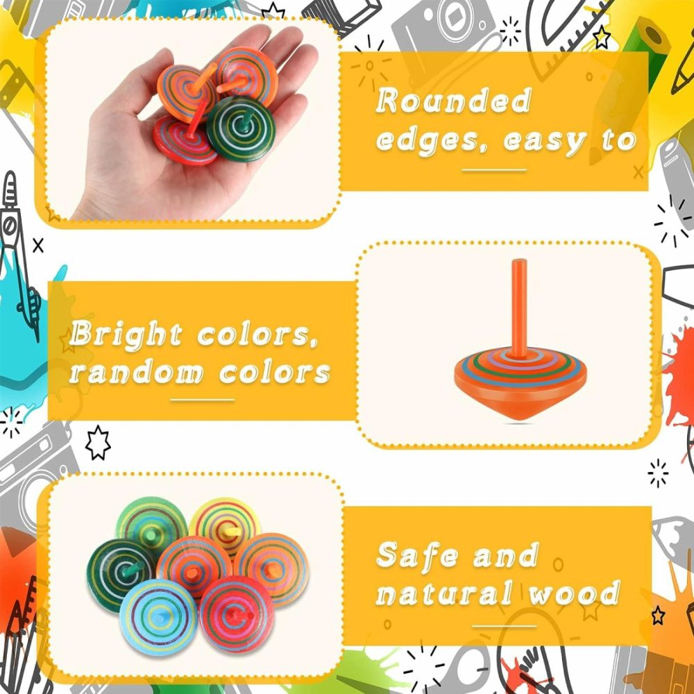 Wood Spinning Tops For Kids  Colorful Wooden Gyroscopes Toy  Educational Kindergarten Toys  Rainbow Spin Tops For Games Party Favors Birthday Gifts(24 Pieces)  |  Spinning Tops All Toys Spinning Tops