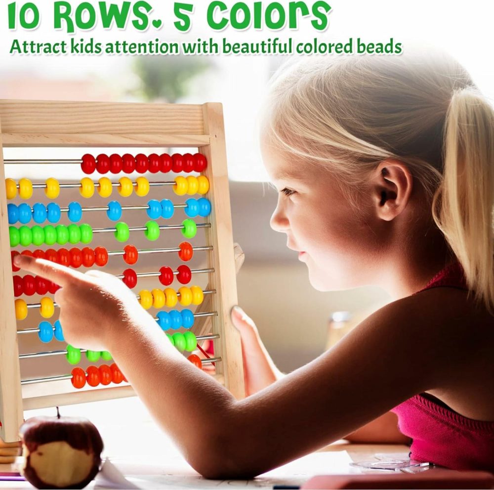 Wooden Abacus For Kids Math  Educational Counting Toy With Counting Sticks And Number Alphabet Cards  Preschool Learning Toys Gift For Boys Girls Age 3+ Years Old  |  Abacuses Abacuses Abacuses