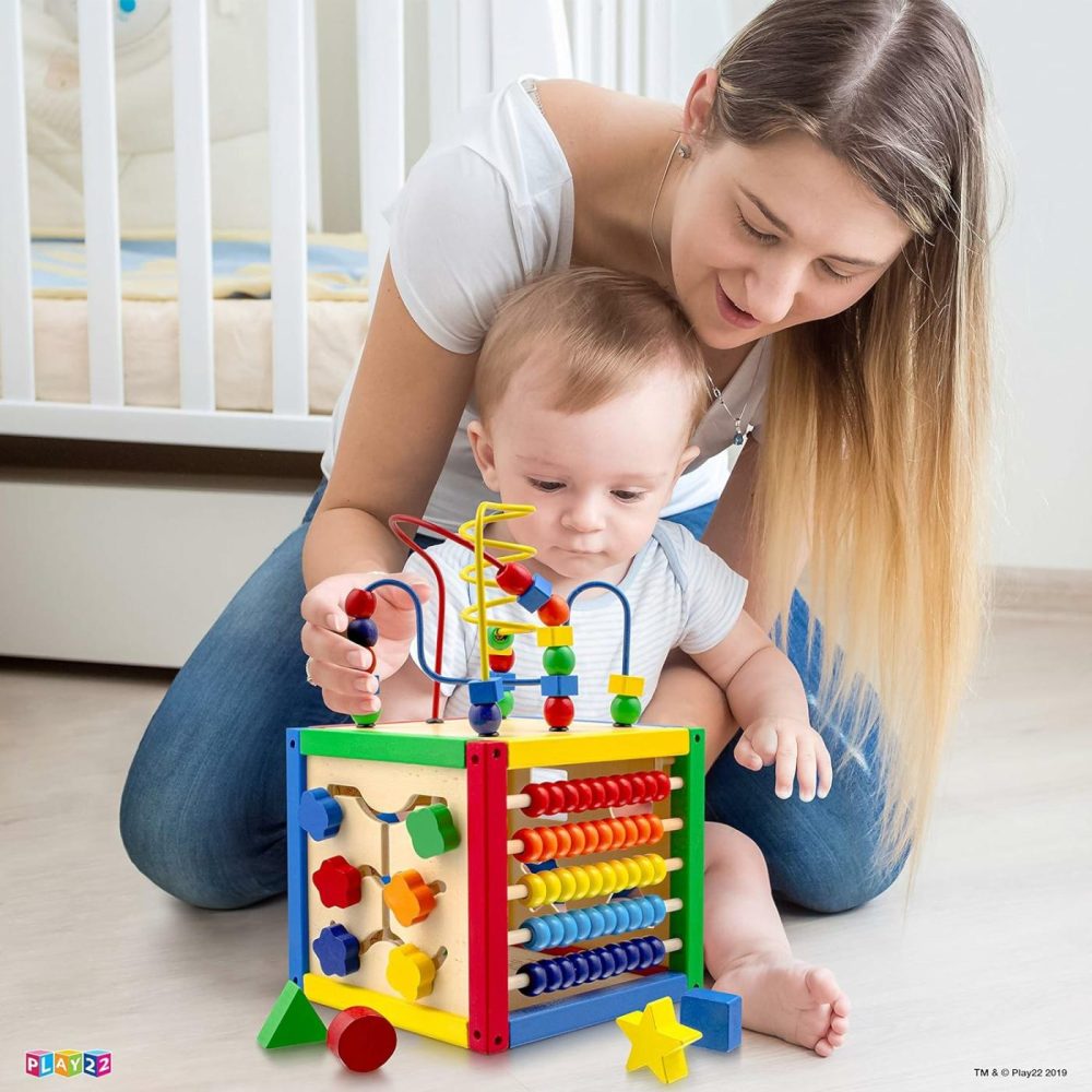 Wooden Activity Cube For Baby – 6 In-1 Baby Activity Play Cube With Bead Maze  Shape Sorter  Abacus Counting Beads  Counting Numbers  Sliding Shapes  Removable Bead Maze  8Pcs Stacking Cups –  |  Activity Cubes Activity Cubes Activity Cubes