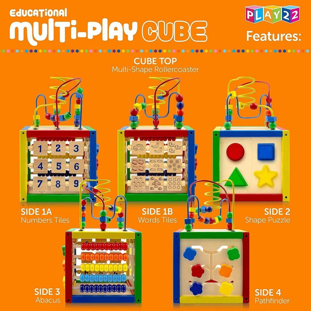 Wooden Activity Cube For Baby – 6 In-1 Baby Activity Play Cube With Bead Maze  Shape Sorter  Abacus Counting Beads  Counting Numbers  Sliding Shapes  Removable Bead Maze  8Pcs Stacking Cups –  |  Activity Cubes Activity Cubes Activity Cubes